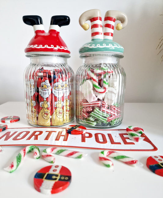 Christmas Sweetie Jars - Festive Jars - Elf Jar - Santa Jar - Christmas gift - Prefilled Sweet Jar