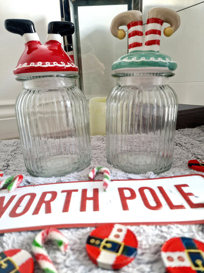 Christmas Sweetie Jars - Festive Jars - Elf Jar - Santa Jar - Christmas gift - Prefilled Sweet Jar