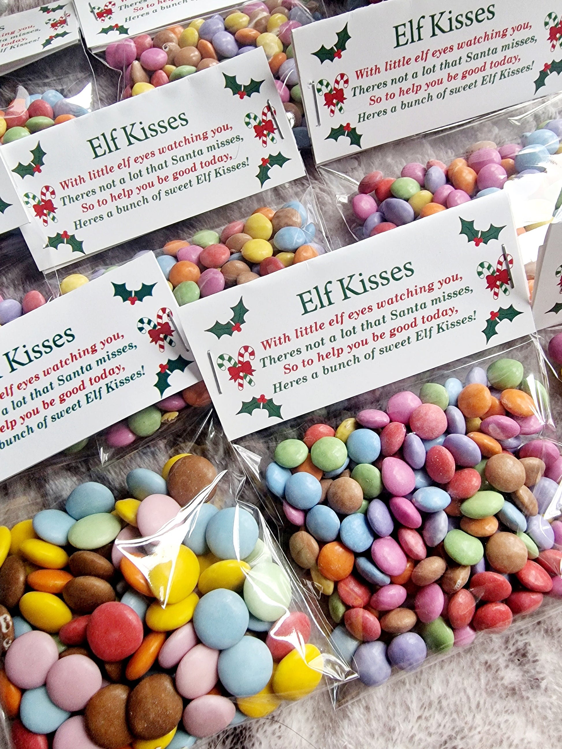 Christmas sweet pouches- Reindeer noses- Elf Kisses - Santa Kisses