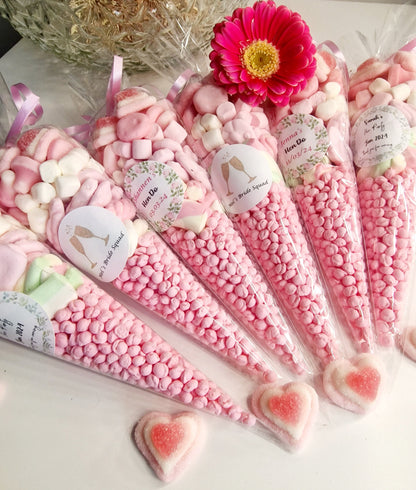 Bridal shower - hen party - party cones - Bridesmaid - hen do - sweet cones - pink Party cones