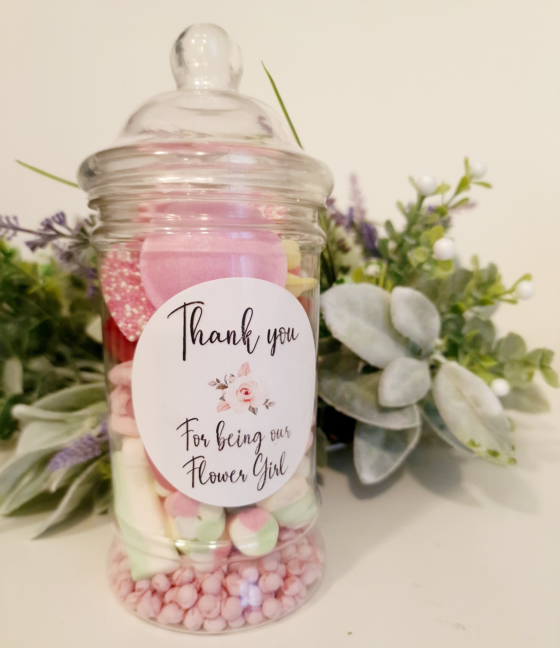 Flower girl gift - Flower sweet jar - Flower Jar- Sweetie Jar - Wedding Favours