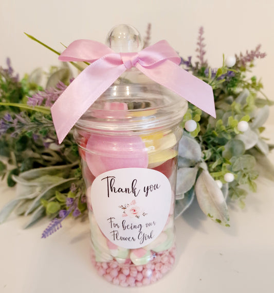 Flower girl gift - Flower sweet jar - Flower Jar- Sweetie Jar - Wedding Favours