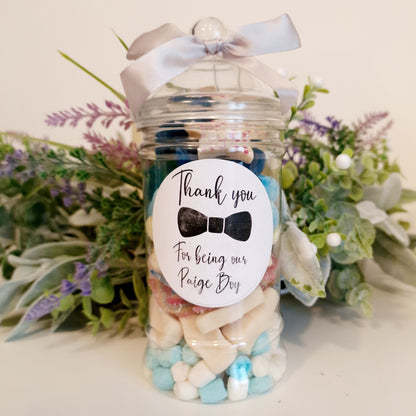 Page boy sweet jar- Page boy proposal- wedding favour- Sweet Favour- Victorain sweet Jar