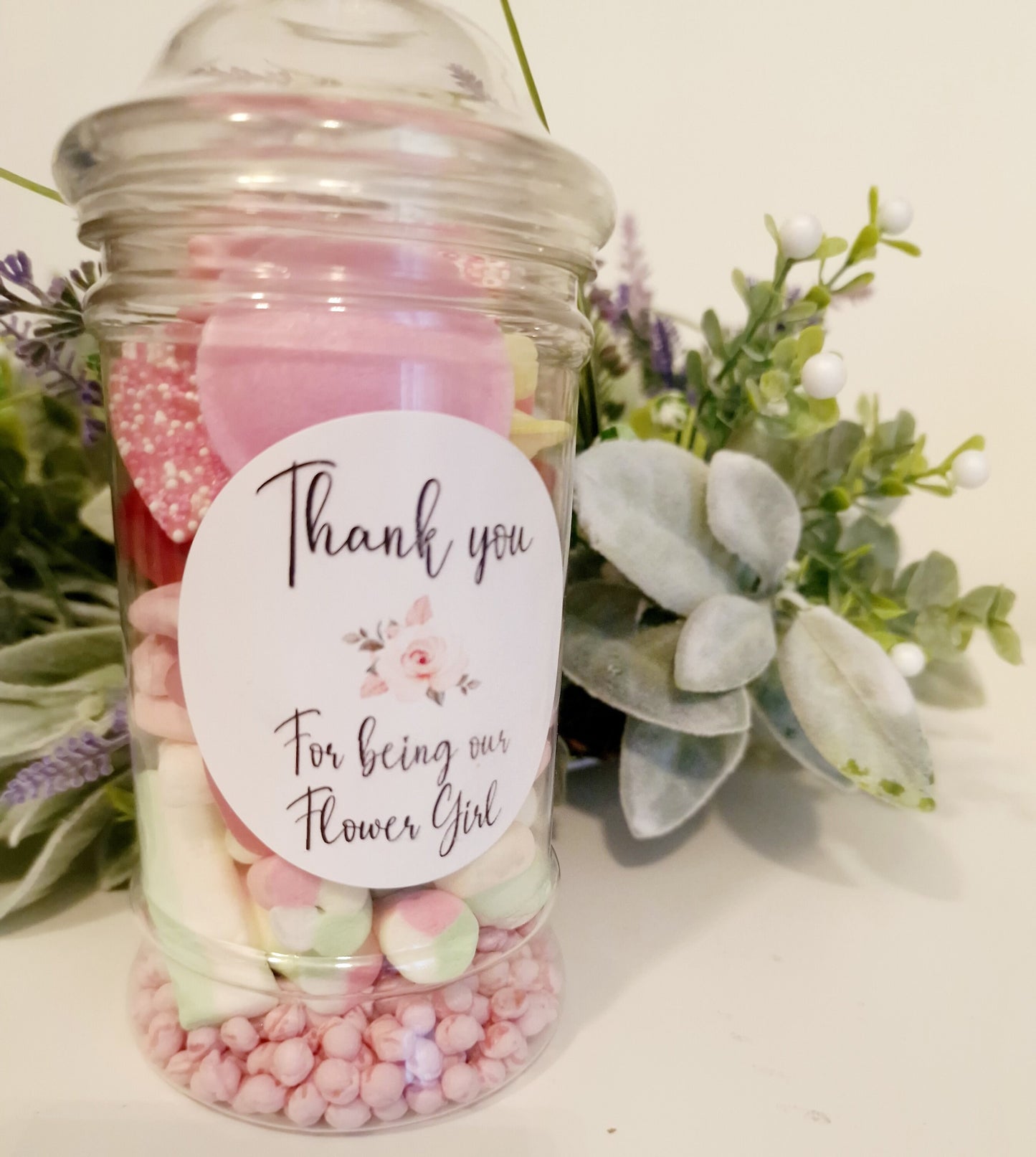 Flower girl gift - Flower sweet jar - Flower Jar- Sweetie Jar - Wedding Favours