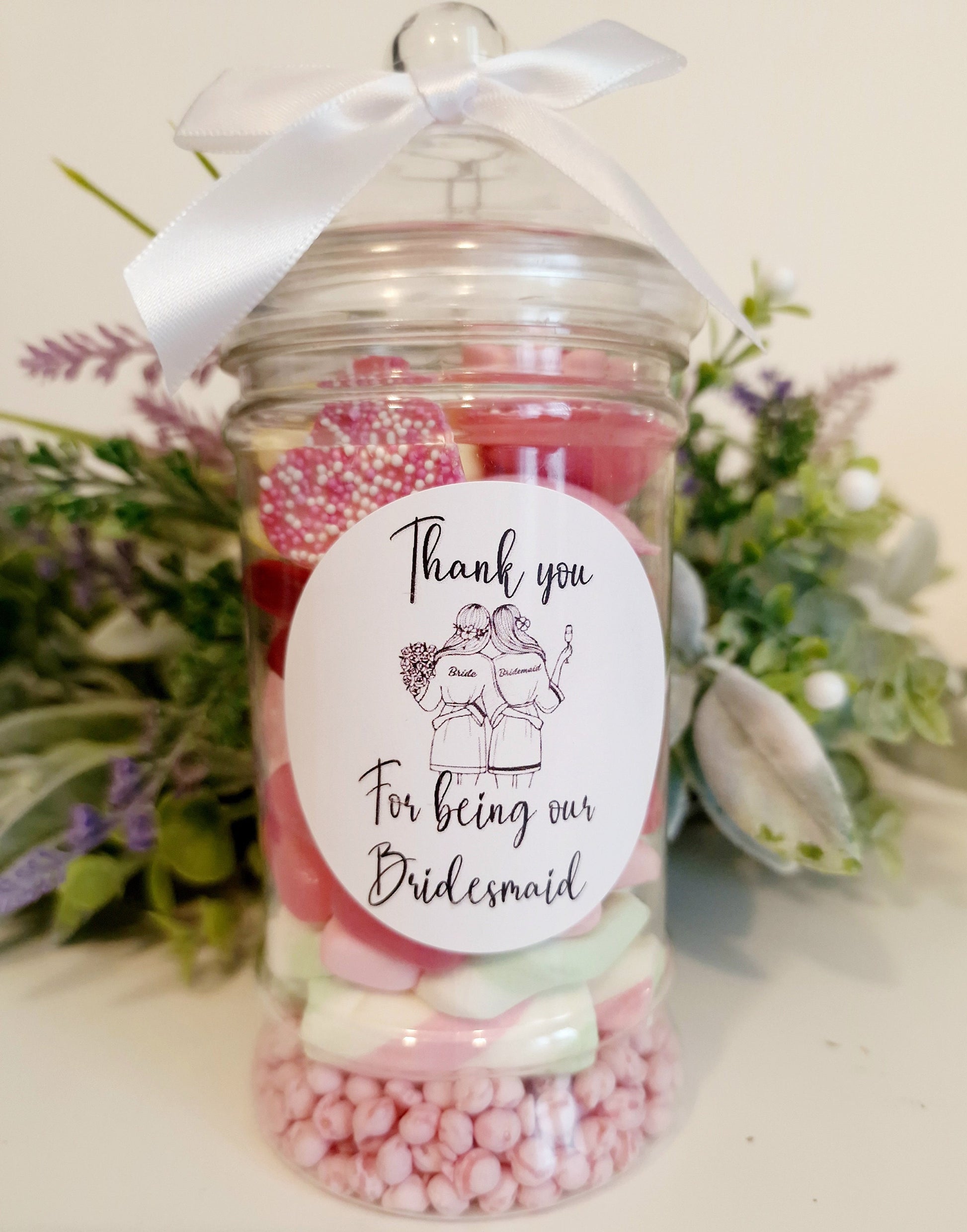 Bridesmaid gift - Bridesmaid sweet jar - Bridesmaid Jar- Sweetie Jar - Wedding Favours - Bridesmaid proposal