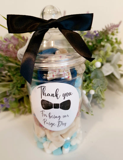 Page boy sweet jar- Page boy proposal- wedding favour- Sweet Favour- Victorain sweet Jar