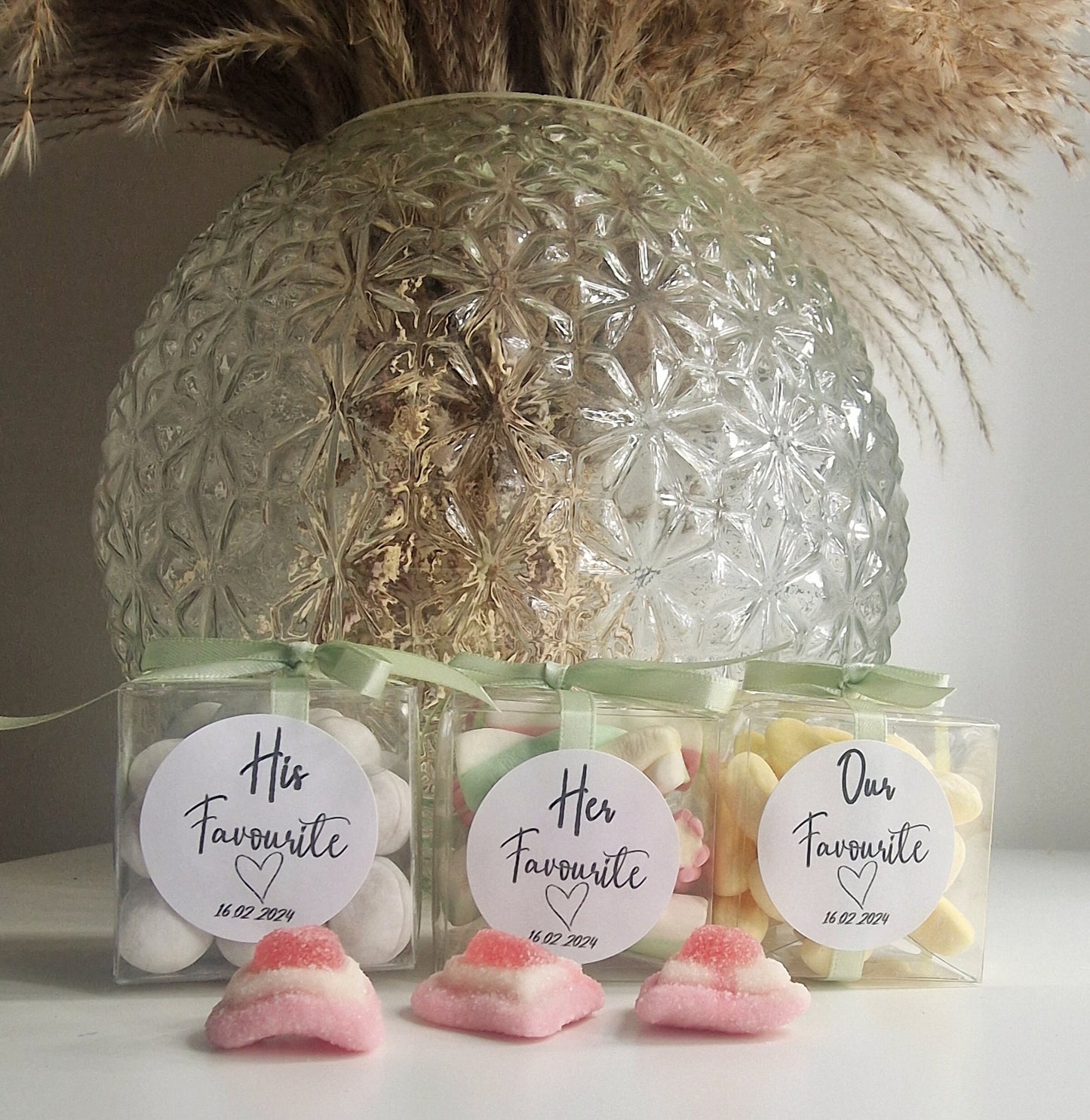 Sweet cubes - His favourite - Her favourite - Our favourite - Clear cube Favours- Sweet Boxes - Wedding Favours