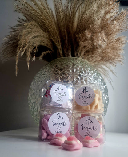 Sweet cubes - His favourite - Her favourite - Our favourite - Clear cube Favours- Sweet Boxes - Wedding Favours