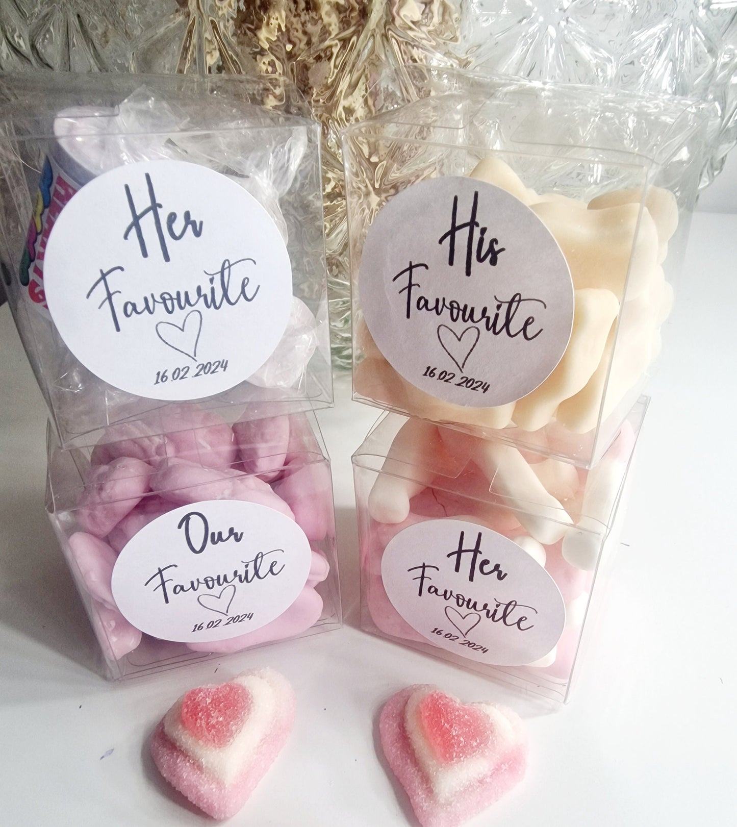 Sweet cubes - His favourite - Her favourite - Our favourite - Clear cube Favours- Sweet Boxes - Wedding Favours