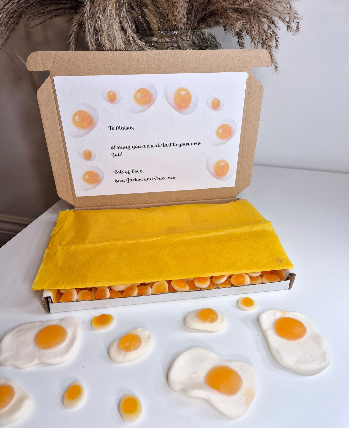 Gummy egg letterbox- letterbox gift - egg box - fried egg - fried selection box