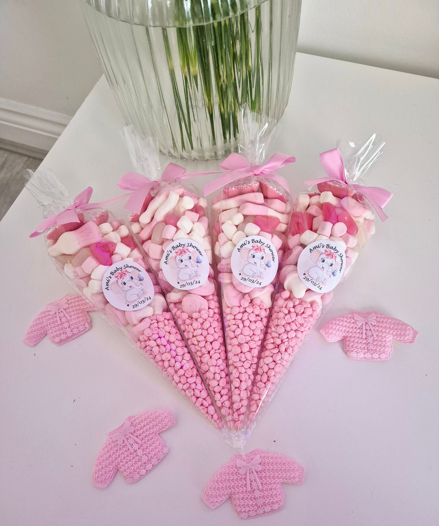 Baby Shower Party Cones - Baby Reveal - Gender reveal - Baby Party -Oh sweet baby - Party Favours-Sweet favours- Party favours- pink cones