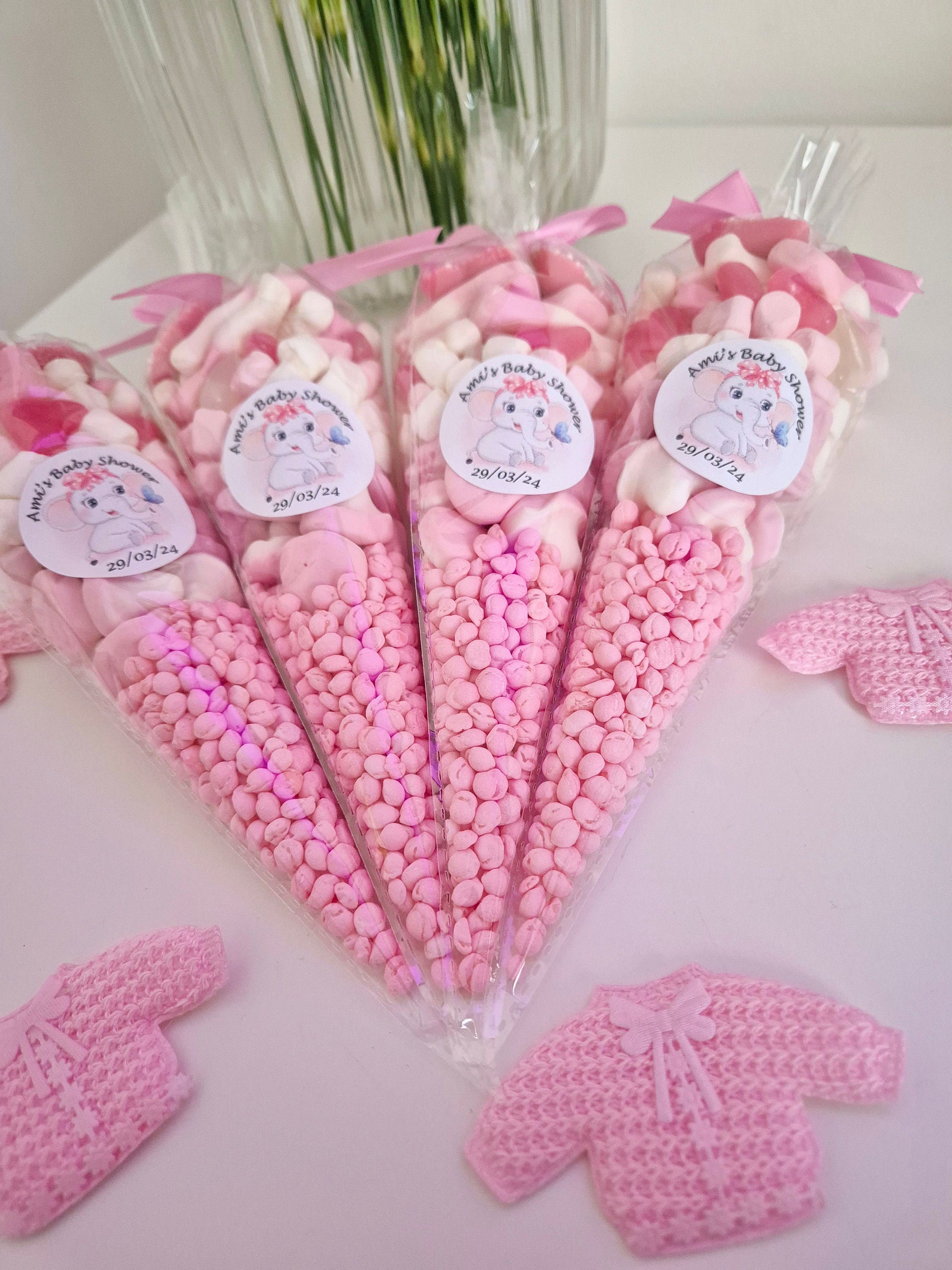 Baby Shower Party Cones - Baby Reveal - Gender reveal - Baby Party -Oh sweet baby - Party Favours-Sweet favours- Party favours- pink cones