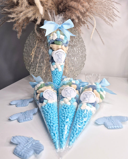 Baby Shower Party Cones - Baby Reveal - Gender reveal - Baby Party -Oh sweet baby - Party Favours-Sweet favours- Party favours- Blue cones