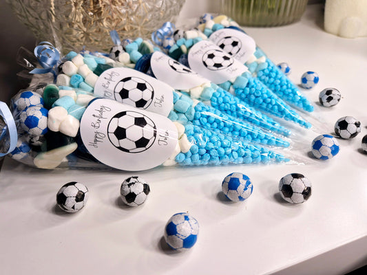 Football sweet cones- Party cones - football inspired sweet cones- football favours