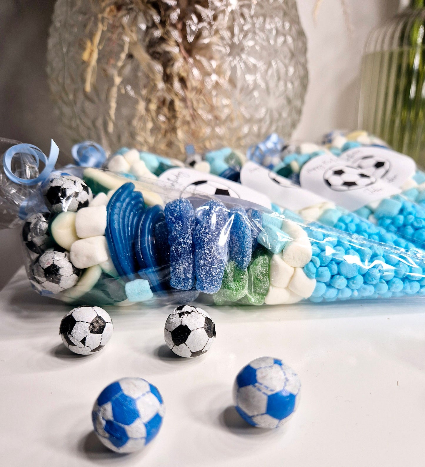 Football sweet cones- Party cones - football inspired sweet cones- football favours