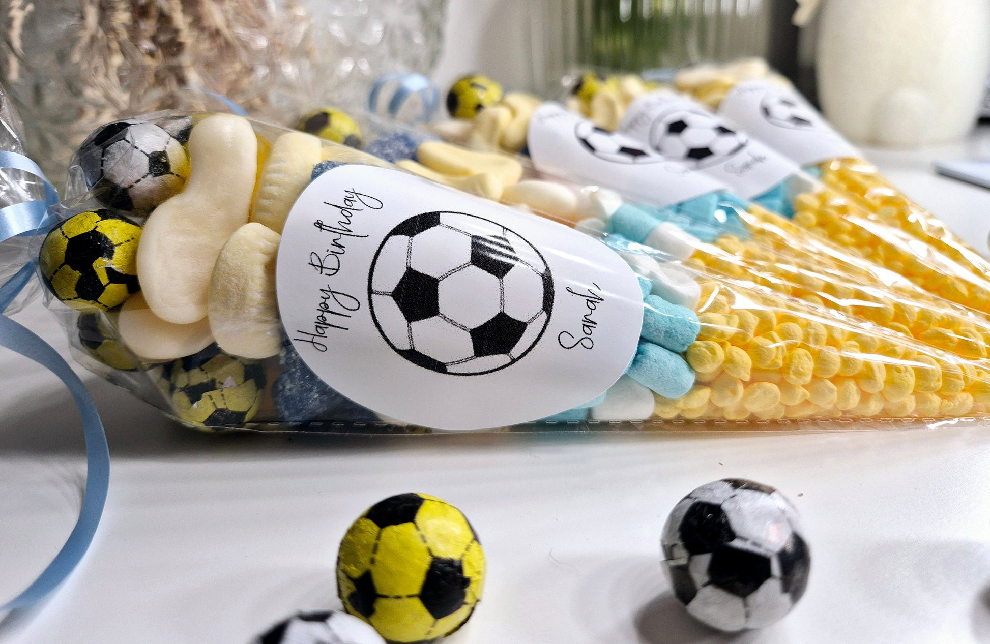 Football sweet cones- Party cones - football inspired sweet cones- football favours