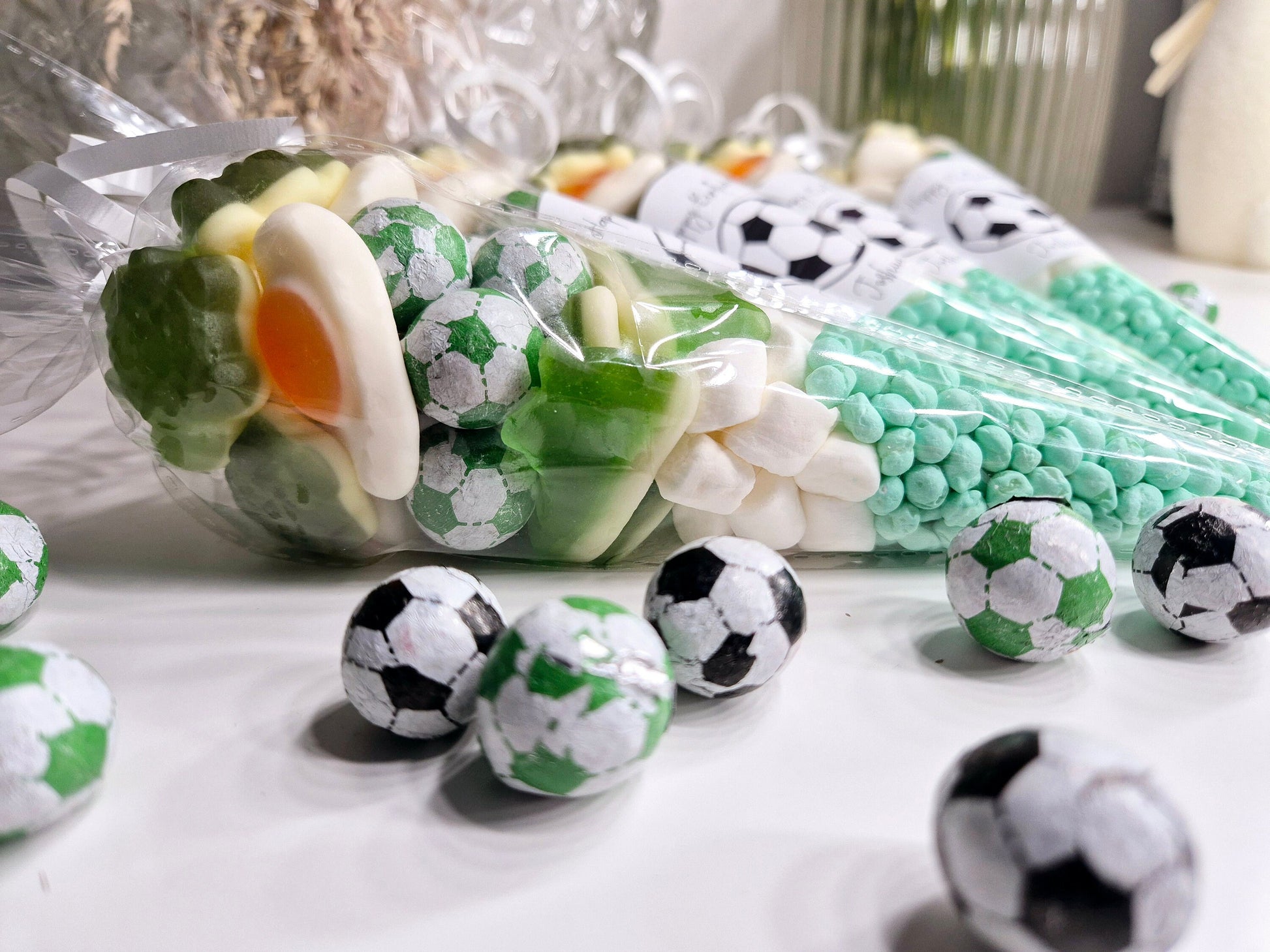 Football sweet cones- Party cones - football inspired sweet cones- football favours