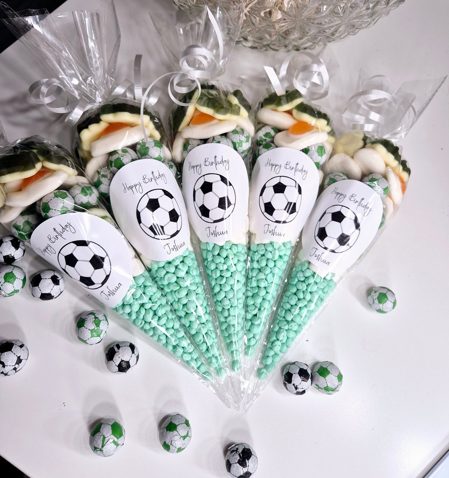 Football sweet cones- Party cones - football inspired sweet cones- football favours