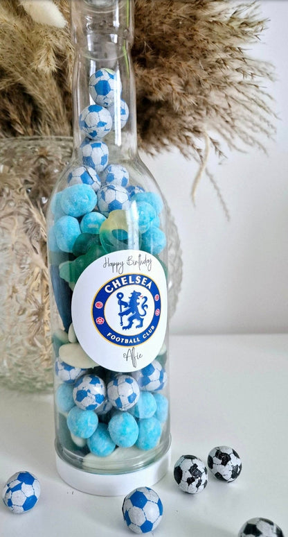 Football sweet bottle - football fan - Sweet Bottle - Birthday - Birthday Gift -celebrations - Blue sweets