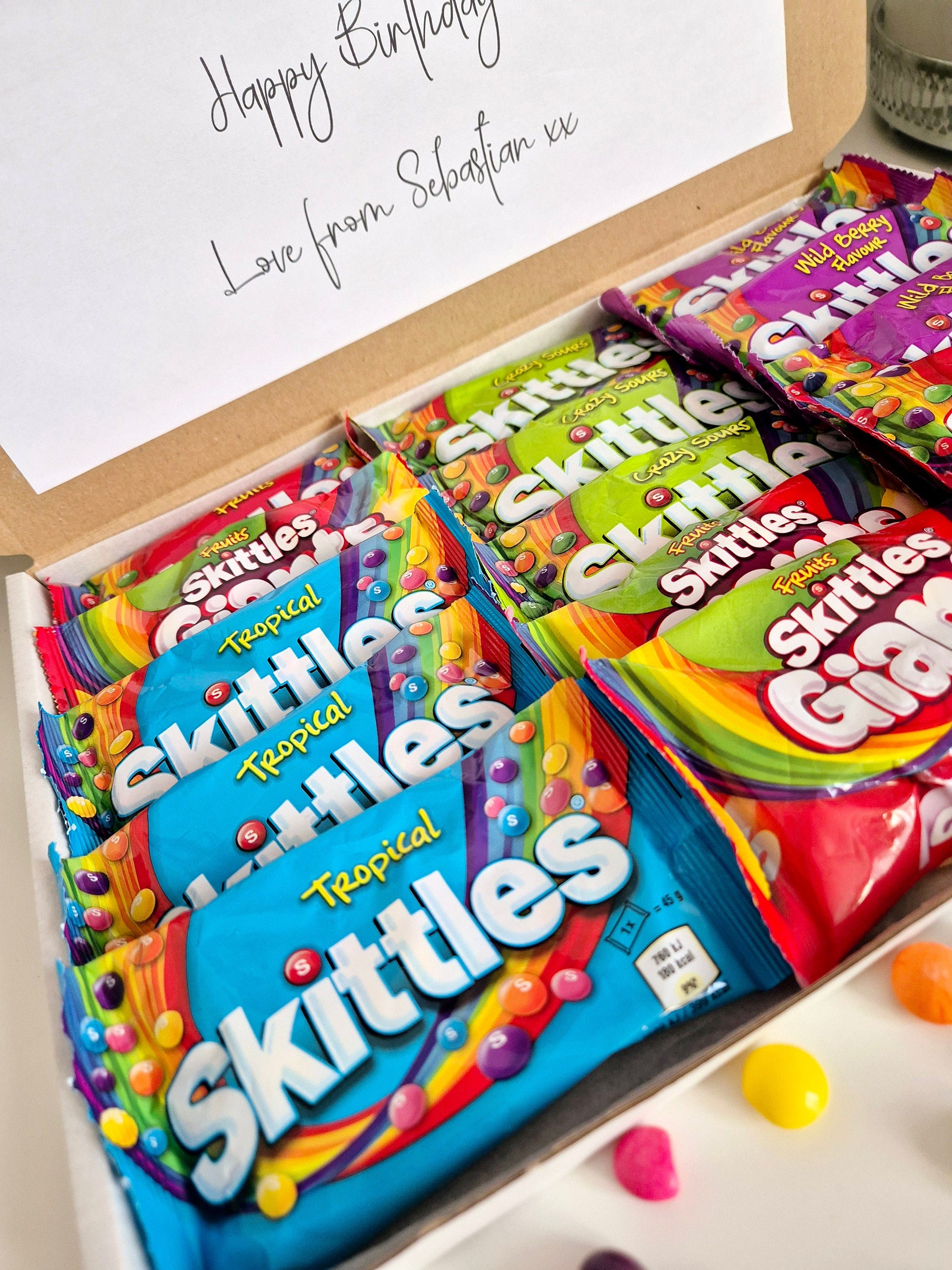 Letterbox gift- skittles gift - Birthday letterbox- sweet gift - sweets occasions - personalised gift