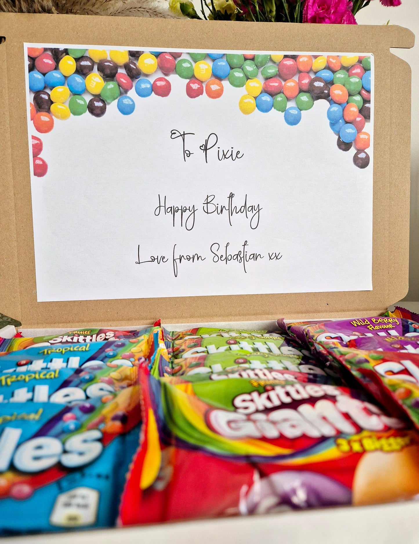 Letterbox gift- skittles gift - Birthday letterbox- sweet gift - sweets occasions - personalised gift