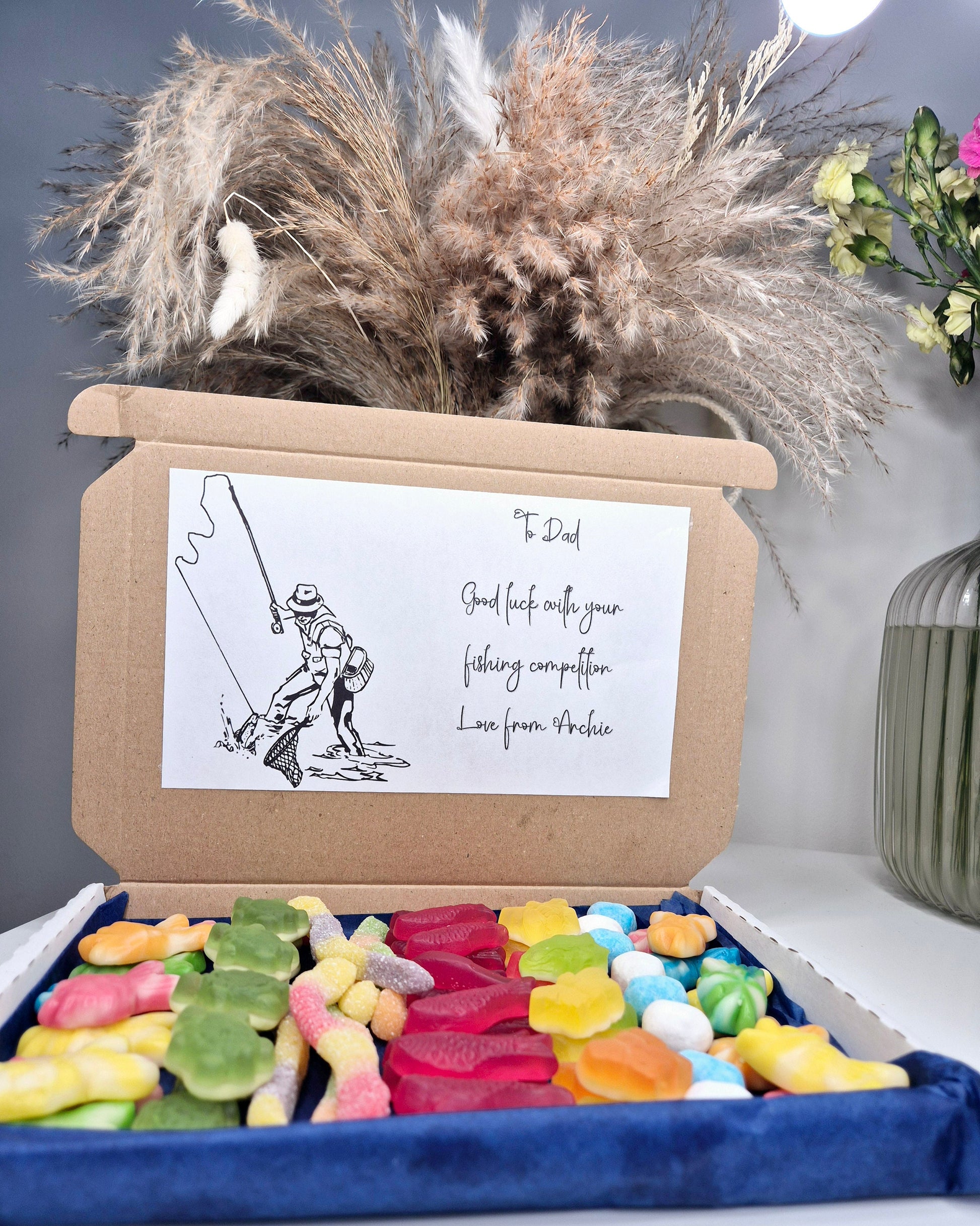 Fishing inspired sweet box - fishing sweets - sweet box - Birthday- Gift