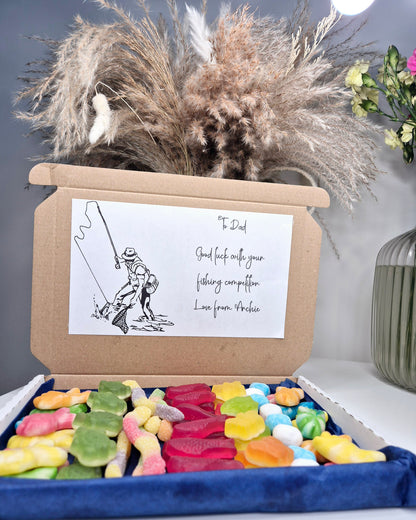 Fishing inspired sweet box - fishing sweets - sweet box - Birthday- Gift