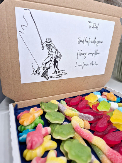 Fishing inspired sweet box - fishing sweets - sweet box - Birthday- Gift