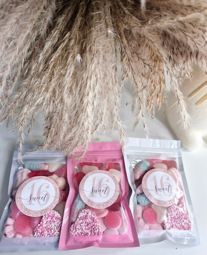 Party Favours | Birthdays | Girls Birthday Party | Sweet sixteen | prefilled sweet bags| personalised sweets