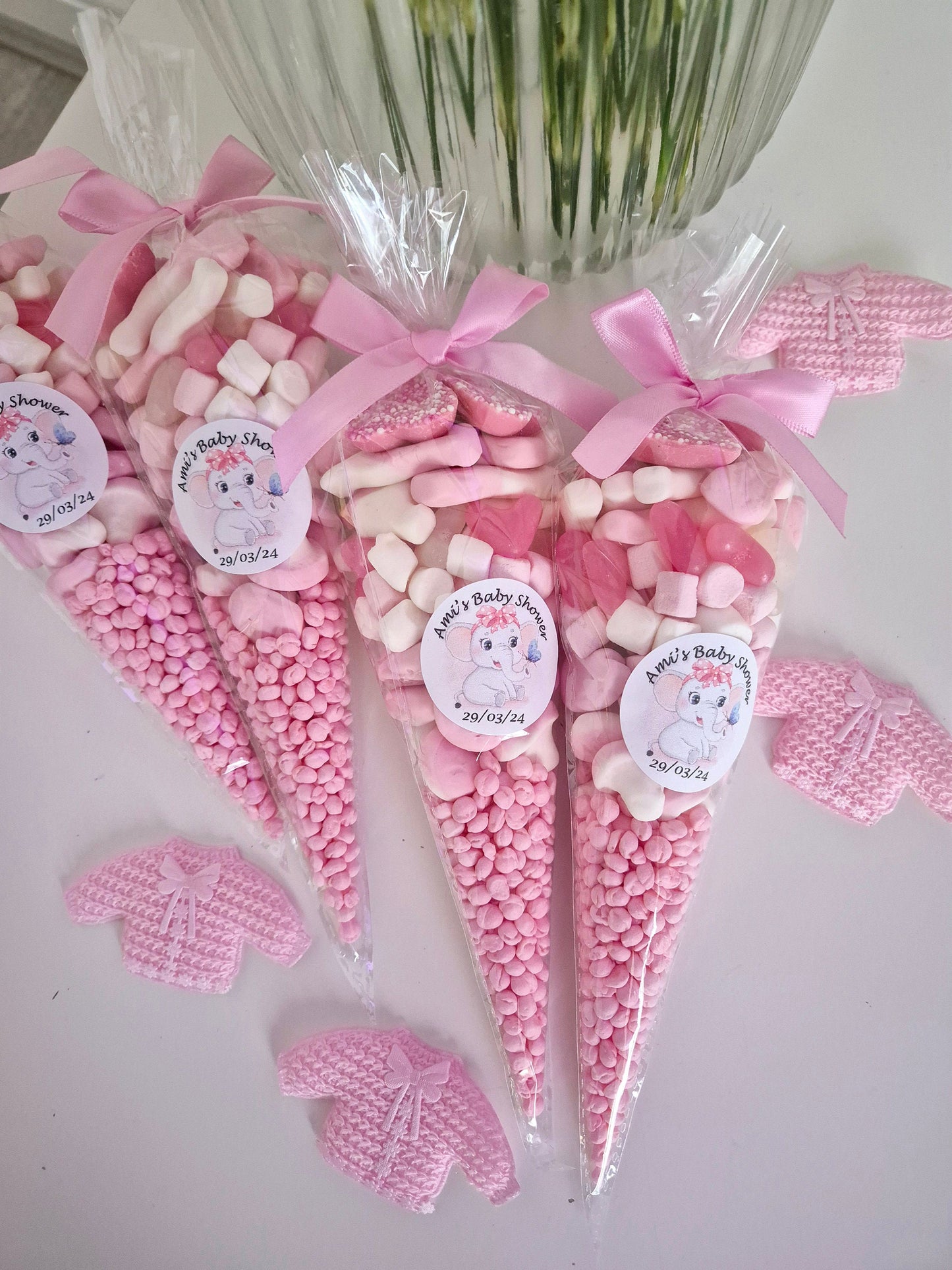 Baby Shower Party Cones - Baby Reveal - Gender reveal - Baby Party -Oh sweet baby - Party Favours-Sweet favours- Party favours- pink cones