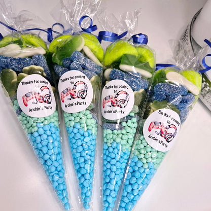 Gaming sweet cones- Party cones - Gaming inspired sweet cones- Gaming favours - Birthday- prefilled sweet cones - personalised cones