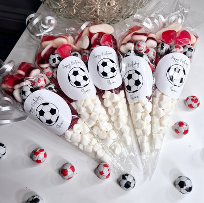 Football sweet cones- Party cones - football inspired sweet cones- football favours