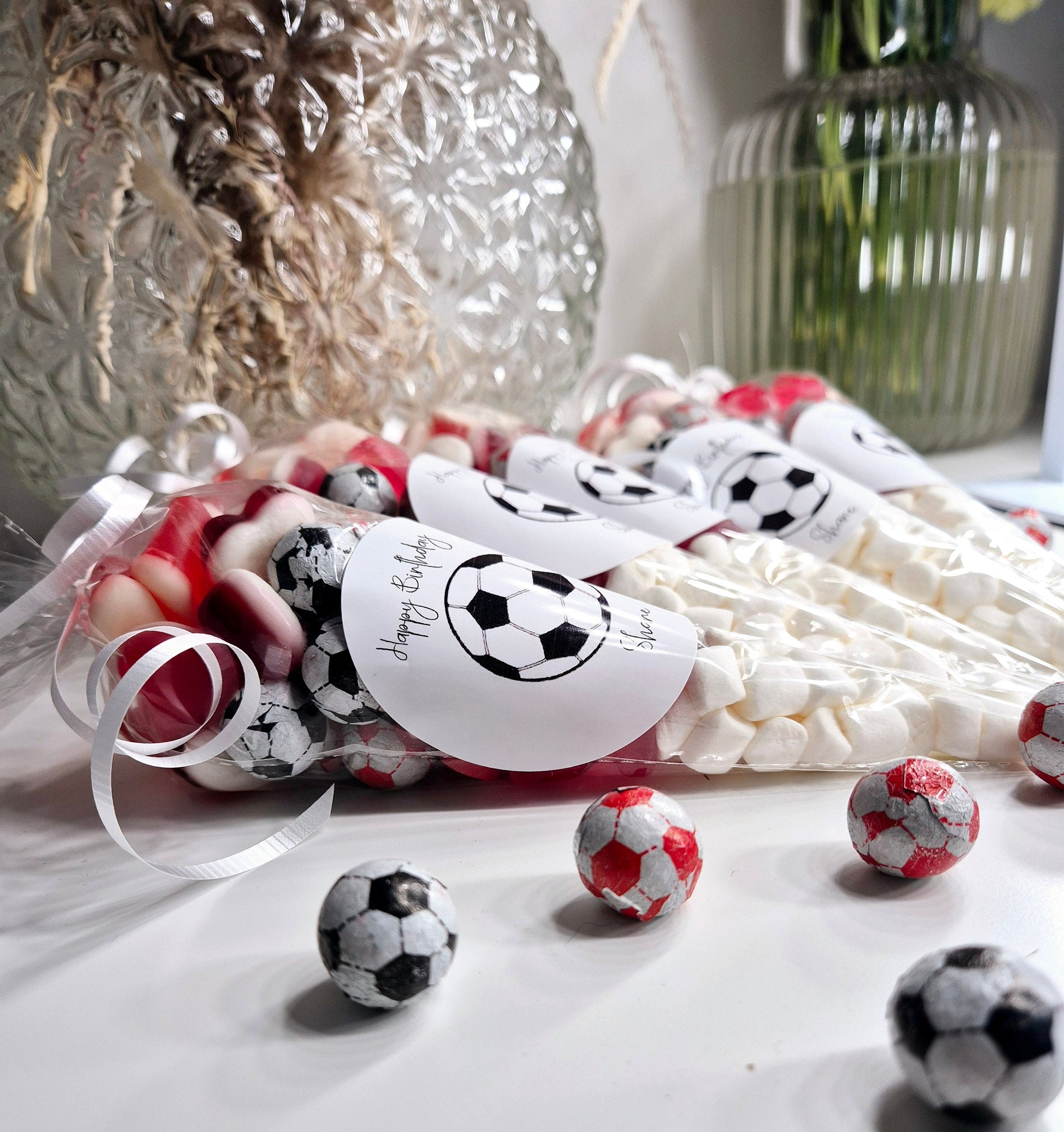 Football sweet cones- Party cones - football inspired sweet cones- football favours