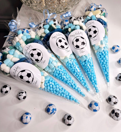 Football sweet cones- Party cones - football inspired sweet cones- football favours