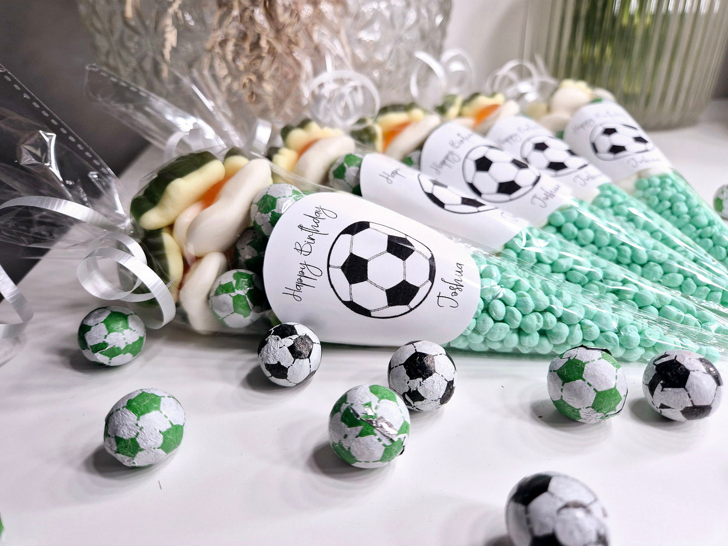 Football sweet cones- Party cones - football inspired sweet cones- football favours