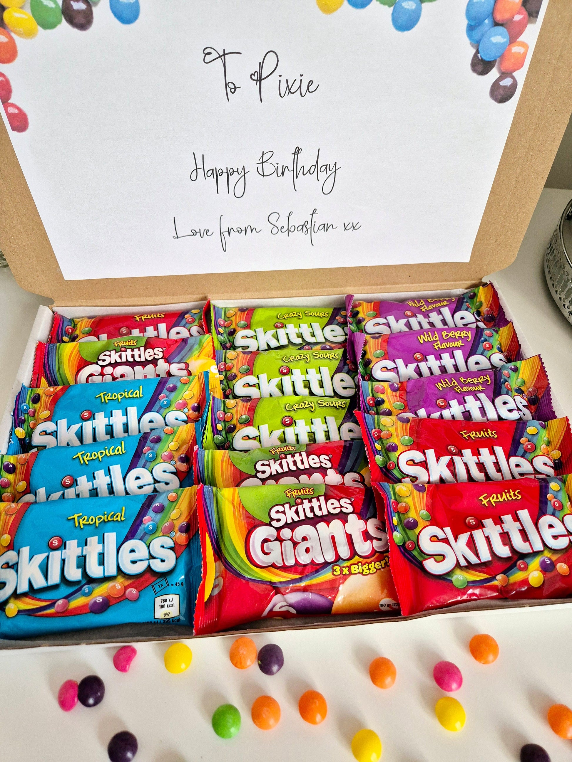 Letterbox gift- skittles gift - Birthday letterbox- sweet gift - sweets occasions - personalised gift