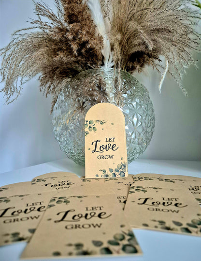 Let Love Grow Seed Packets -Wedding Favours for Guests -Wildflower Seed Bags -Eucalyptus Small Envelopes for Wedding Anniversary-Baby Shower