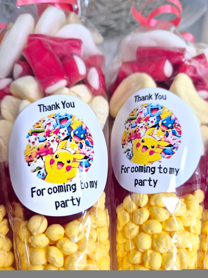 Pokeman inspired sweets - party cones - Birthday party cones - pokeman Birthday cones- prefilled sweetcones