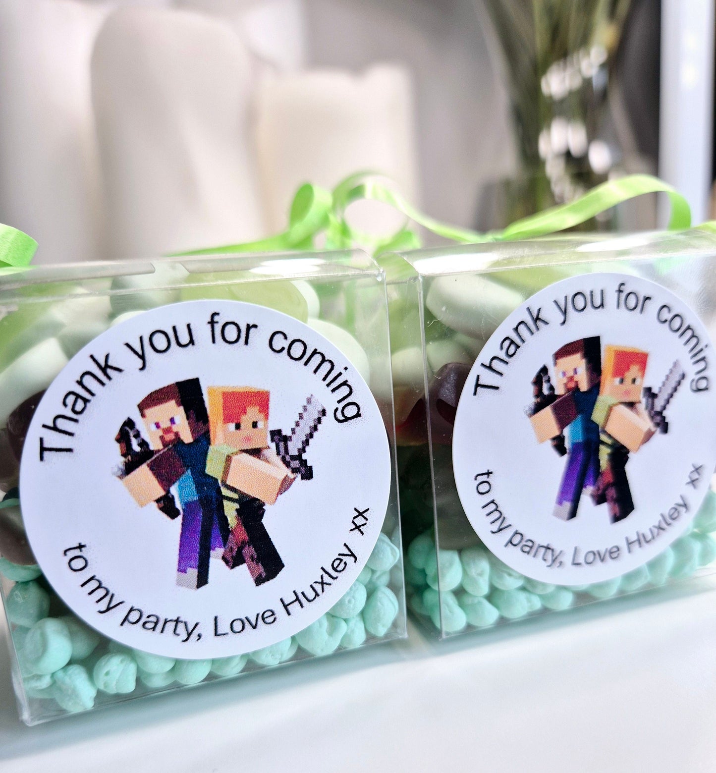 Sweet cubes - Mine craft -inspired sweet boxes - Personalised filled sweet cubes - Birthday party favours