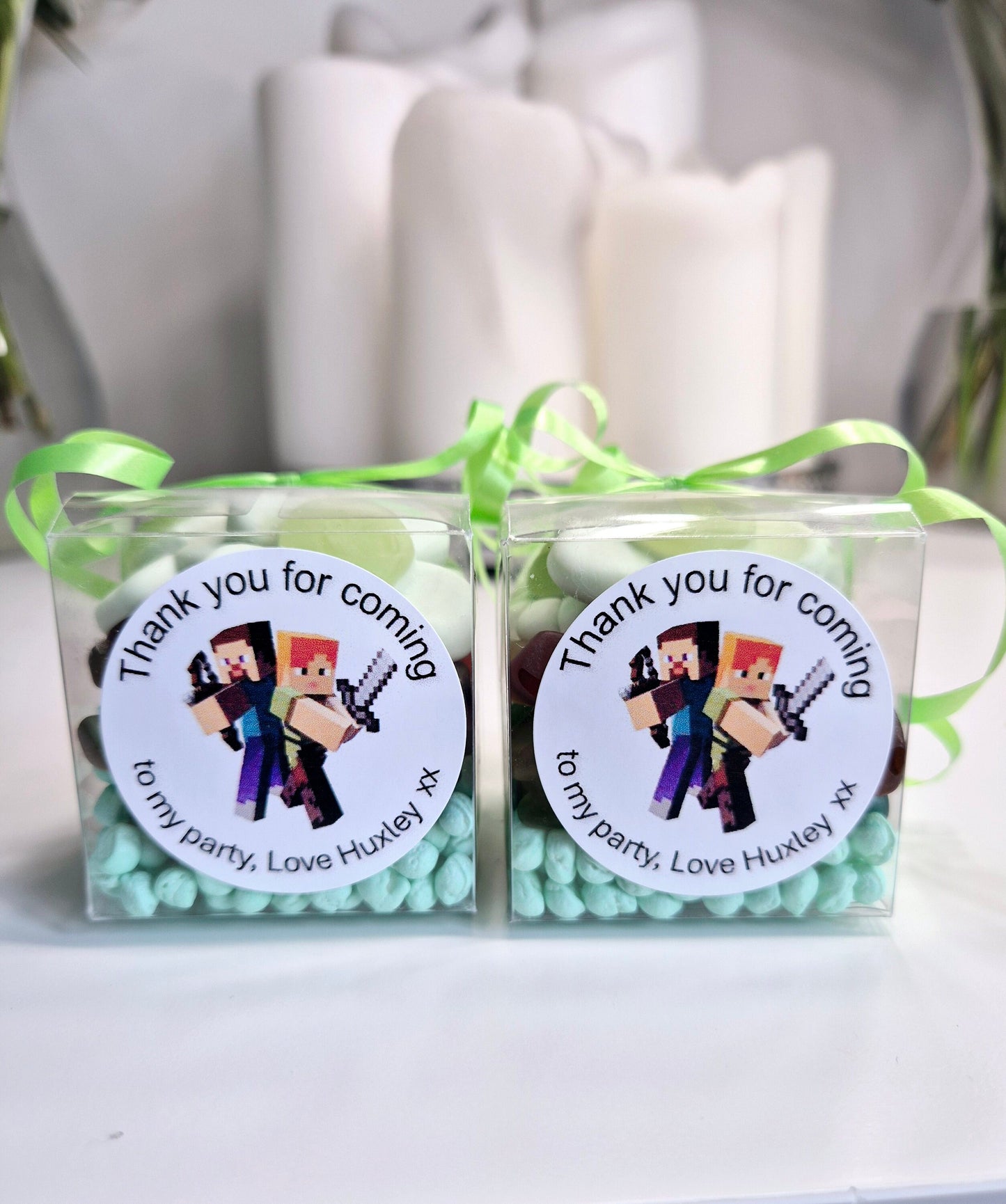 Sweet cubes - Mine craft -inspired sweet boxes - Personalised filled sweet cubes - Birthday party favours