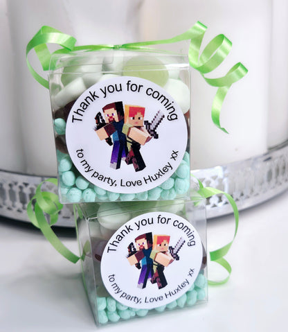 Sweet cubes - Mine craft -inspired sweet boxes - Personalised filled sweet cubes - Birthday party favours