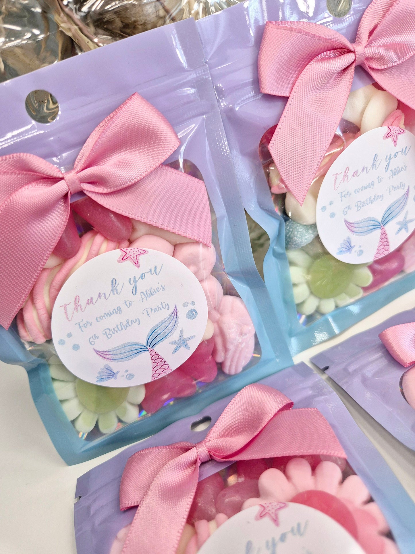 Mermaid inspired sweet bags - Party favours - Birthday - Treat Bags - Mermaid party- prefilled party bags- personalised party favours