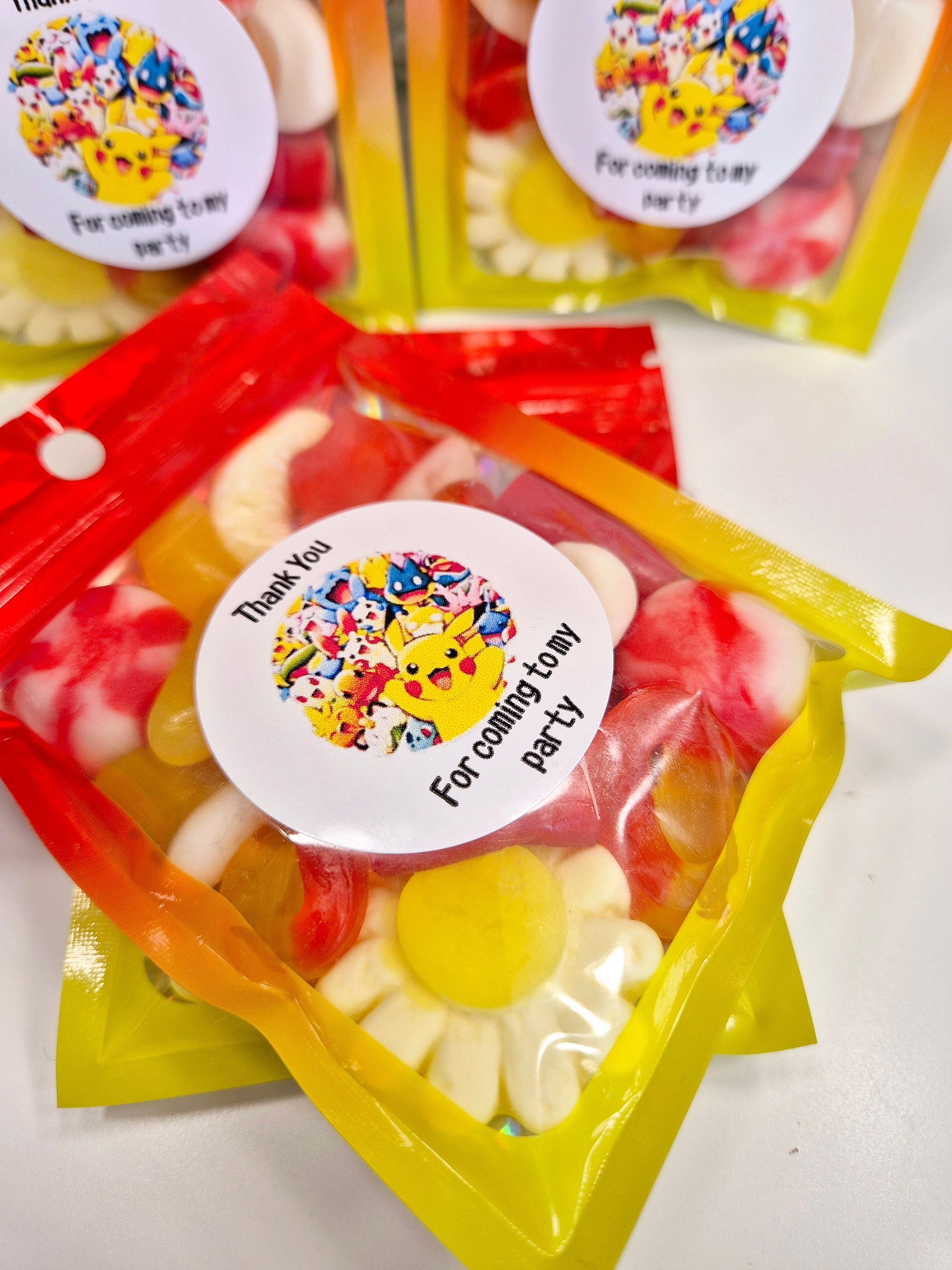 Pokeman inspired sweets - party bags- Birthday party - pokeman Birthday bags - sweet pouches