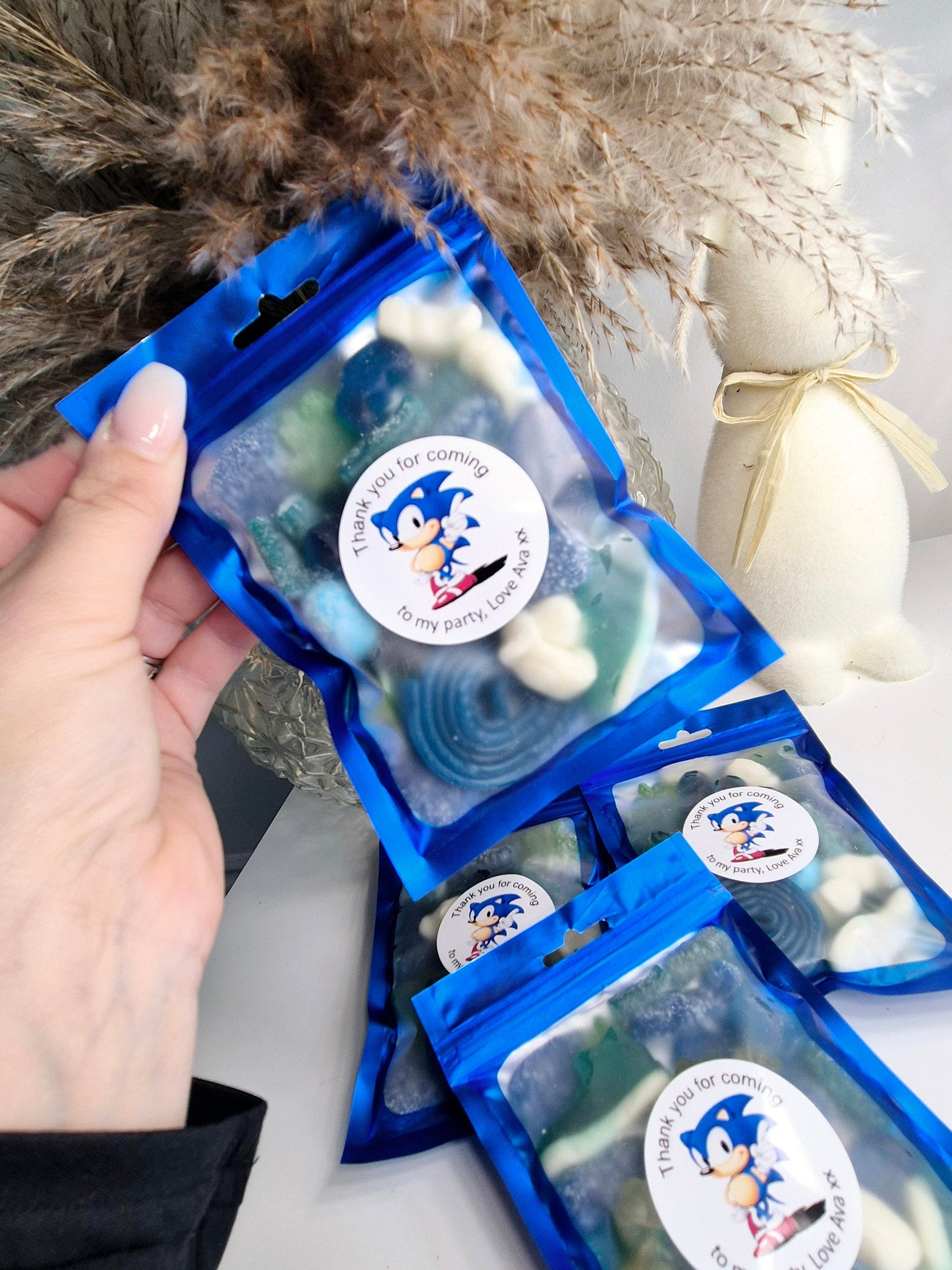 Sweet bags - Sonic sweet pouches - Personalised filled sweet bags - Birthday party favours