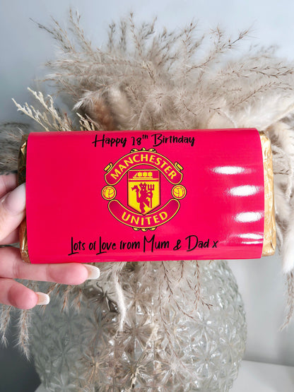 Personalised football chocolate bars for all occasions.