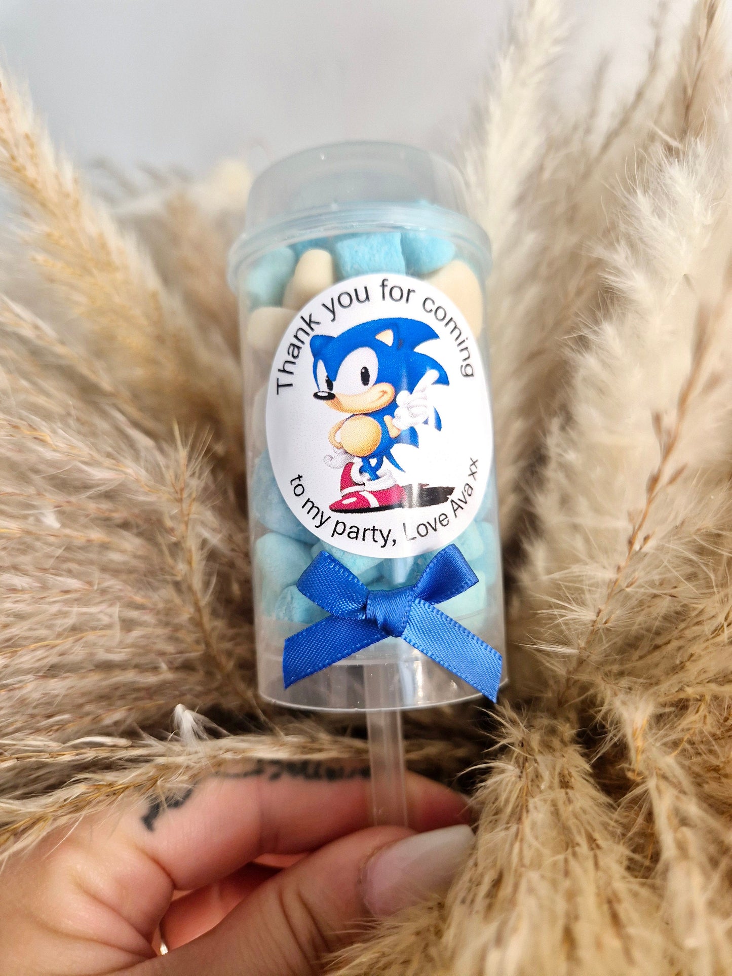 Soŉic inspired sweet push pop - Party favour - Sònic inspired - Birthday party - Prefilled sweet push pops