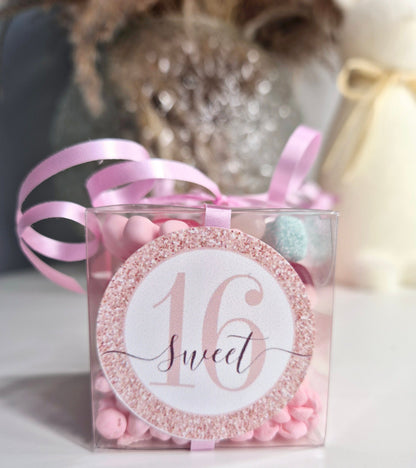 Sweet cubes - Sweet sixteen sweet boxes - Personalised filled sweet cubes - Birthday party favours