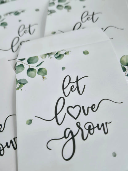 Let Love Grow Seed Packets -Wedding Favours for Guests -Wildflower Seed Bags -Eucalyptus Small Envelopes for Wedding Anniversary-Baby Shower