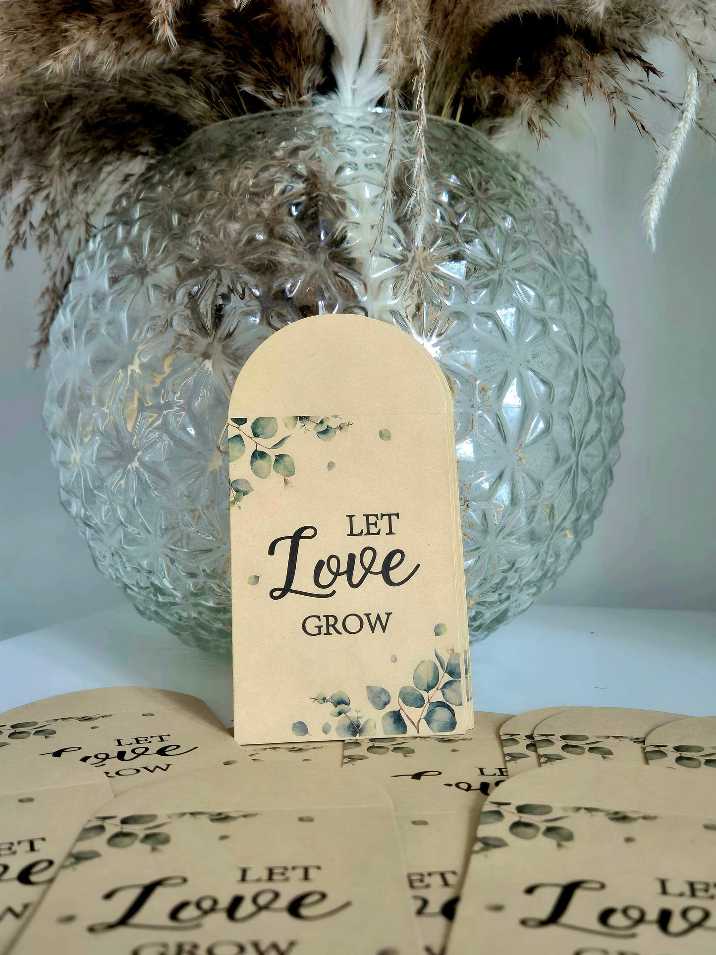 Let Love Grow Seed Packets -Wedding Favours for Guests -Wildflower Seed Bags -Eucalyptus Small Envelopes for Wedding Anniversary-Baby Shower