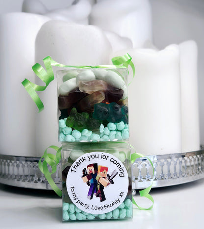 Sweet cubes - Mine craft -inspired sweet boxes - Personalised filled sweet cubes - Birthday party favours